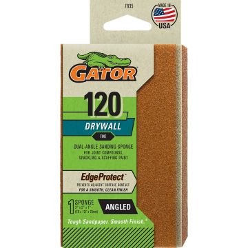 Gator 120 Grit 3" x 5" x 1" Premium Dual Angled Sanding Sponge Drywall