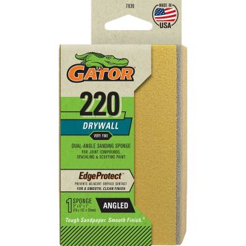 Gator 220 Grit 3 in. x 5 in x 1 in. Premium Dual Angled Sanding Sponge Drywall
