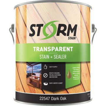 Storm 1gal Transparent Stain & Sealer Dual Dispersion Dark Oak (100 VOC)