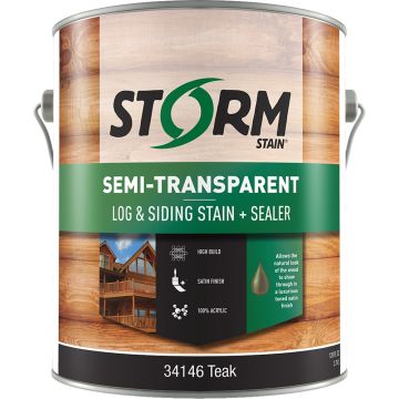 Storm 1gal Semi-Transparent Log and Siding Stain & Sealer Teak 100 VOC