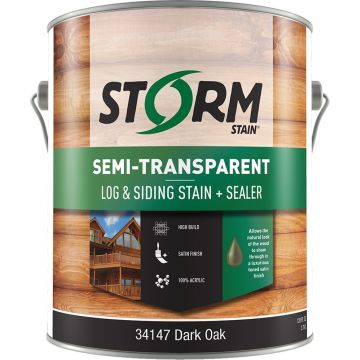 Storm 1gal Semi-Transparent Log and Siding Stain & Sealer Dark Oak 100 VOC