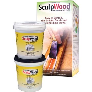 System Three Qt Kit Sculpwood Paste Two Part Epoxy 16 oz. Resin 16 oz. Hardener