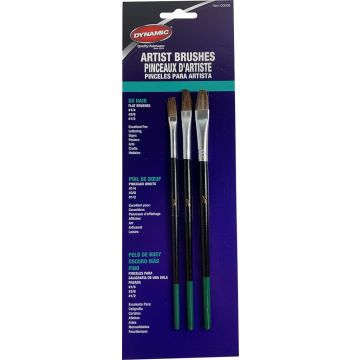 Dynamic 3pc Flat Ox Hair Artist Brush Set