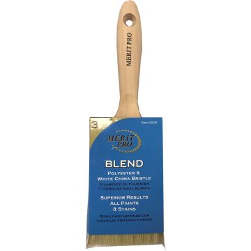 Merit Pro 3" White China Bristle Polyester Beavertail Brush