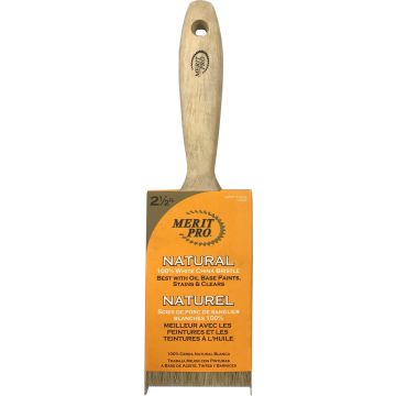 Merit Pro 2-1/2" 100% White Bristle Beavertail Handle Brush
