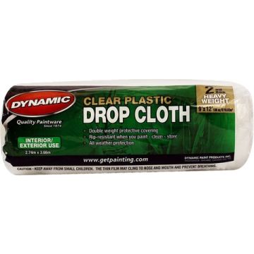 Dynamic 9' x 12' 2mil Rolled Clear Plastic Drop Cloth