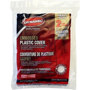 Dynamic 9' x 12' 2mil Flat Packed Embossed Clear Plastic Drop Cloth