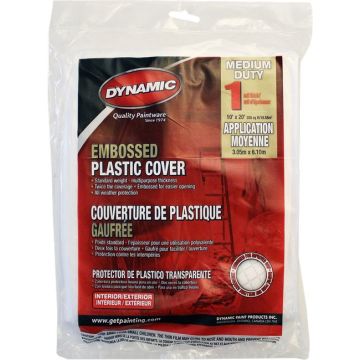 Dynamic 10' x 20' 1mil Flat Packed Embossed Clear Plastic Drop Cloth