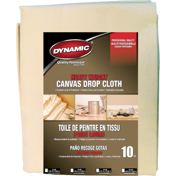 Dynamic 9' x 12' (2.74m x 3.66m) 10oz Heavy Weight Canvas Drop Cloth
