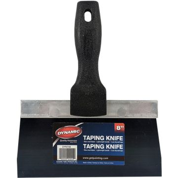 Dynamic 8" Blue Steel Taping Knife with Black Plastic Handle