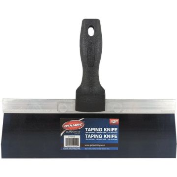 Dynamic 12" Blue Steel Taping Knife with Black Plastic Handle