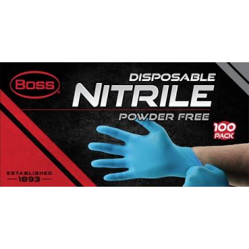 Boss 4 Mil Extra Large Blue Nitrile Disposable Gloves 100pk