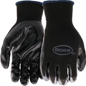 Boss Lrg Grip Black Nitrile Coated Work Glove Coated for Optimal Grip