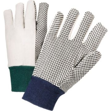 West Chester Large White Canvas Glove Knit Wrist w/ PVC Dots