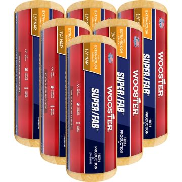 Wooster R243 9" x 1-1/4" Nap Super/Fab Roller Cover (50 per Pack)