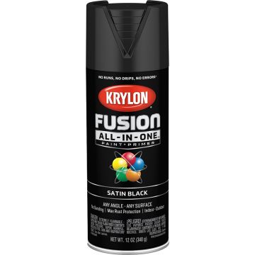 Krylon 12 oz. Satin Black Fusion All-In-One Spray