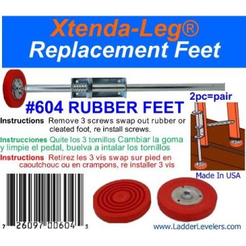 Ladder Levelers Replacement Rubber Feet Only Pair For 600C (Hardware Not Included)