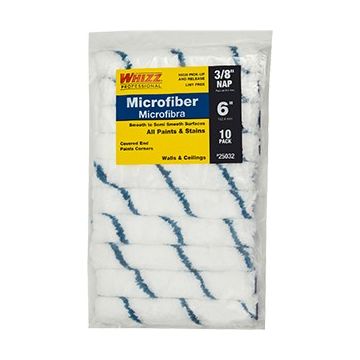 Whizz 6" Microfiber Blue Stripe 3/8" Nap Mini Roller 10Pk