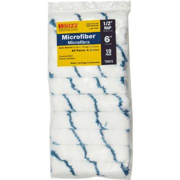 Whizz 6" Microfiber Blue Stripe 1/2" Nap Mini Roller 10pk