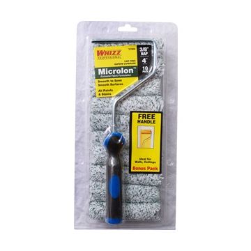 Whizz 4" Microlon 3/8" Nap Mini Roller Cover 10PK w/Frame