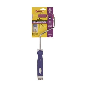 Whizz 4" Purple Velour 3/16" Nap Mini Roller w/ 13" Handle