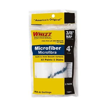 Whizz 4" Xtrasorb Microfiber Blue Stripe 3/8" Nap Mini Roller 2Pk