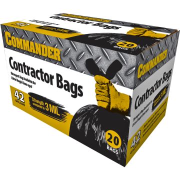 Aluf 42gal 20ct Black Contractor Cleanup Bag (Compares to a 3mil)
