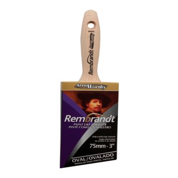 ArroWorthy 3" Rembrandt NYLYN Polyester Semi-Oval Angle Sash Paint Brush