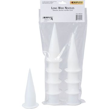Dripless Long Wide Nozzles for Sausage & Bulk Load Caulk Guns (10pk)
