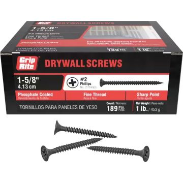 Grip-Rite 1Lb 1-5/8" Fine Drywall Screw