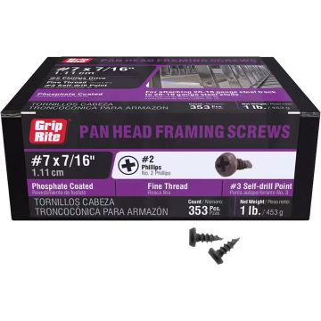 Grip-Rite 1lb 7/16" Self-Drilling Pan Framing Screw