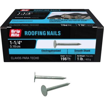 Grip-Rite 1lb 1-1/4" Electrogalvanized Roofing Nail