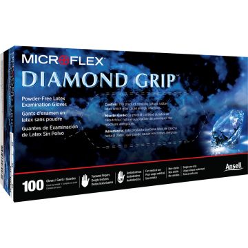 Microflex 7.5mil XL Diamond Grip Latex Glove 100Pk