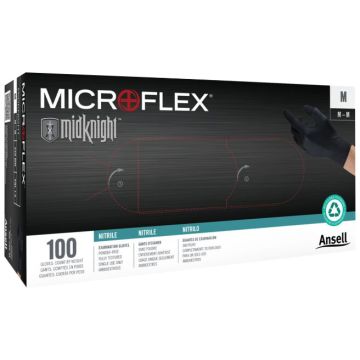 Microflex Midknight Xl Black Powder Free Nitrile Glove 100Pk
