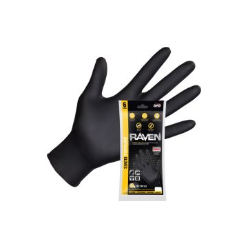 SAS Lrg 7mil Black Raven Nitrile Disposable Gloves Powder Free (3pk)