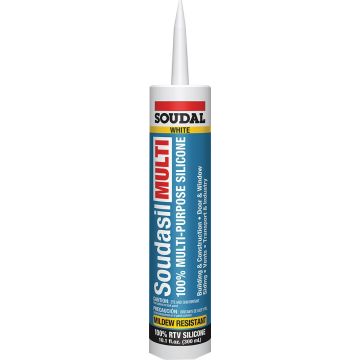 Soudal 10.1oz White Multi-Purpose 100% RTV Silicone - Mildew Resistant Sealant