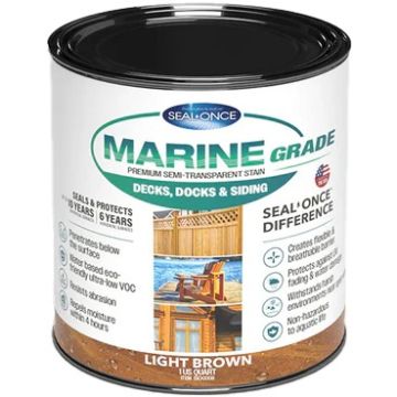 Seal-Once 1Qt Light Brown Marine Grade Premium Semi-Transparent Stain & Sealer
