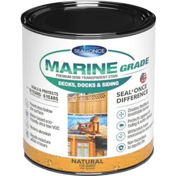 Seal-Once 1Qt Natural Marine Grade Premium Semi-Transparent Stain & Sealer