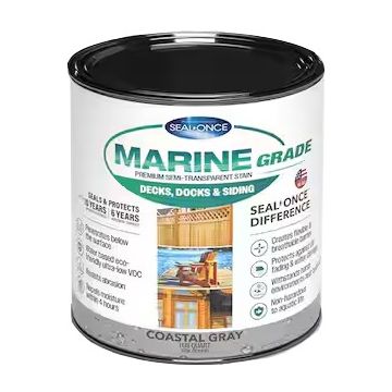 Seal-Once 1Qt Coastal Gray Marine Grade Premium Semi-Transparent Stain & Sealer