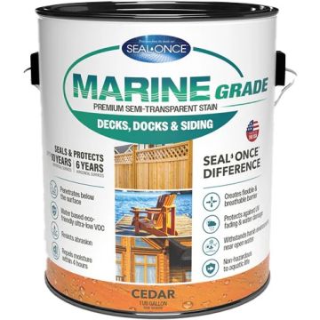 Seal-Once 1gal Cedar Marine Grade Premium Semi-Transparent Stain & Sealer