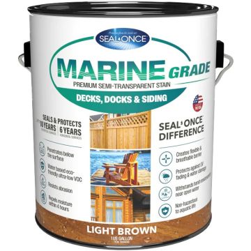 Seal-Once 1gal Light Brown Marine Grade Premium Semi-Transparent Stain & Sealer