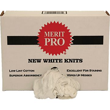 Merit Pro #5 4lb Box of Red Label New White Washed Knit Rags