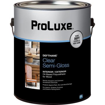 ProLuxe 1gal Clear Semi-Gloss Defthane Interior/Exterior Polyurethane