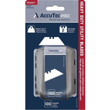 AccuTec .024 HD 2-Notch Pro Utility Blade Carded w/ Dispenser (100pk)