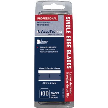 AccuTec .009" PRO Blue Single Edge Razor Blade (100pk)
