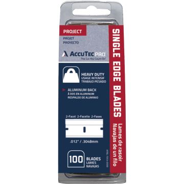 AccuTec .012 Pro Single Edge Blade Aluminum Back Clamshell (100pk)