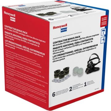 Honeywell Med Silicone Respirator w/3 Sets of Cartridges/Filters Bonus Pack Medium