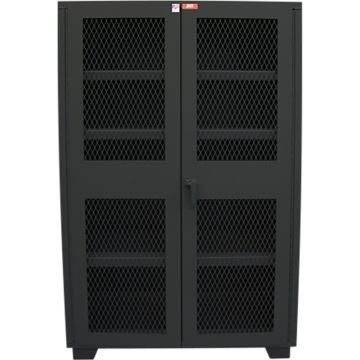 Jamco 18" x 48" x 78" Black Forkliftable Heavy Duty Security Cabinets w/Steel Mesh Door & 4 Shelves