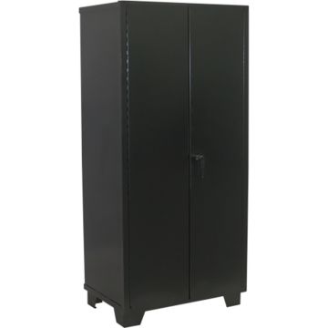 Jamco 24" x 36" x 78" Black Forkliftable Heavy Duty Security Cabinets w/Solid Steel Door & 4 Shelves