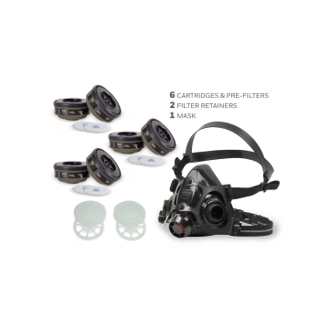 Honeywell RAP 7700 Half Mask Respirator with 3 Sets of OV/R95 Cartridges & Filters (Bonus Pack)